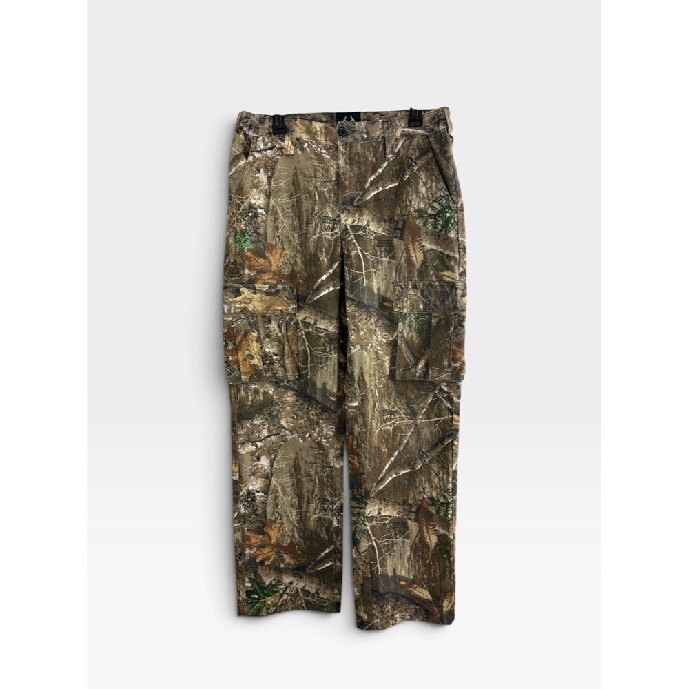 Realtree Mens Pants Size 32x34 Medium Green Camo Pockets Hunting Fishing